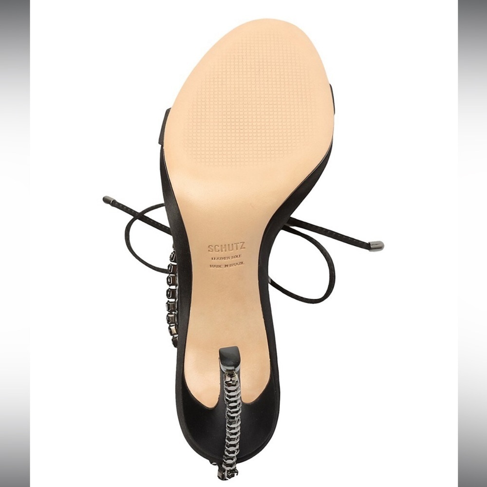Islah Satin and Crystals Sandal - 8.5 / Black / Satin & Crystal lightly used - Picture 5 of 9